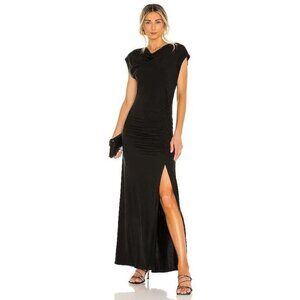 Young Fabulous & Broke NWT Tulola Black Ruched Slit Maxi Dress YFB Medium